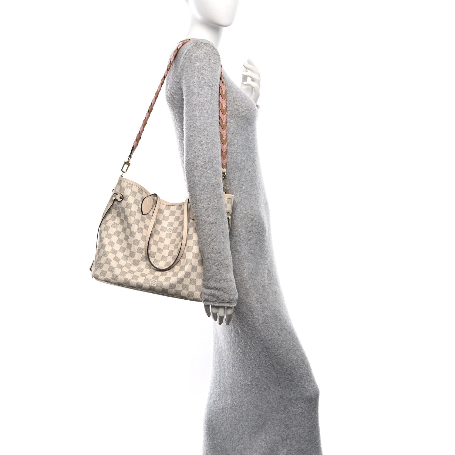 Louis Vuitton Damier Azur Braided Neverfull MM Pink 2 of 10