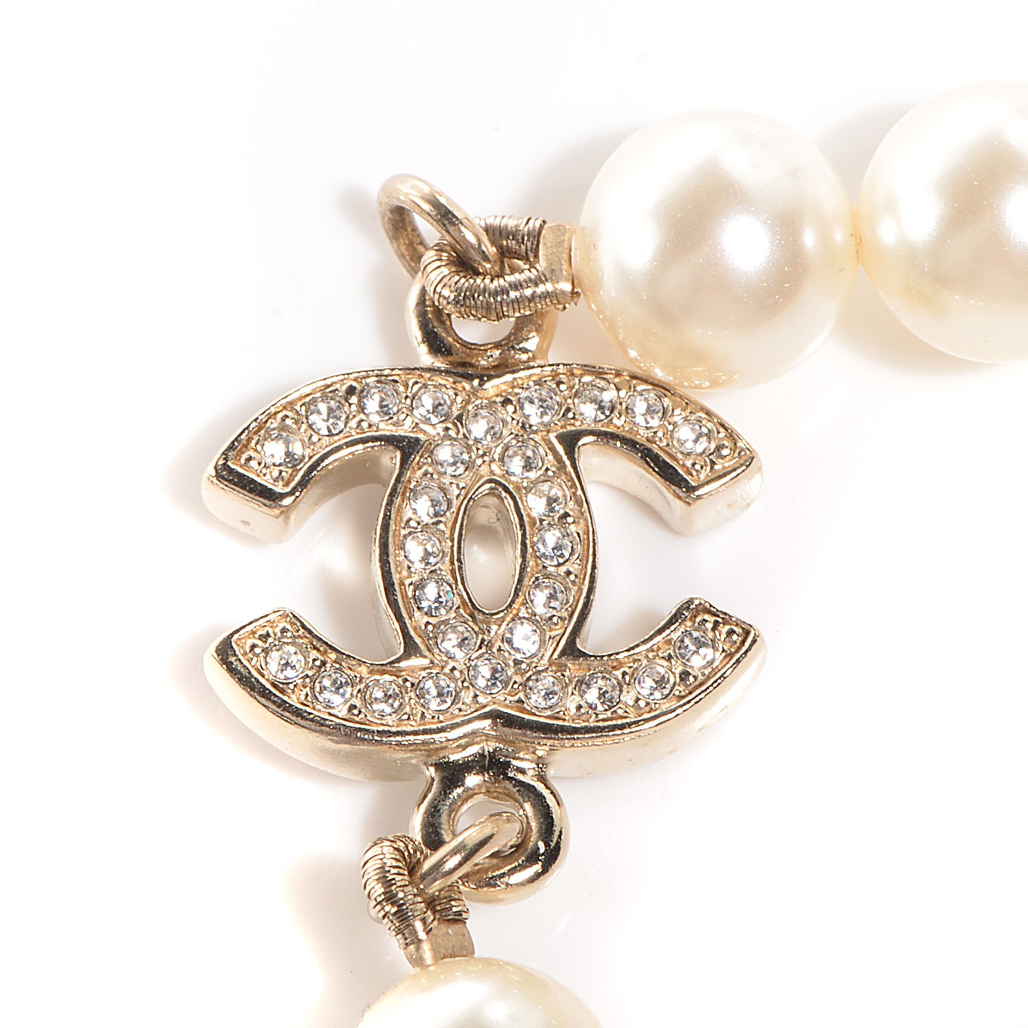 Chanel Pearl Crystal CC Short Necklace Gold 3 of 5