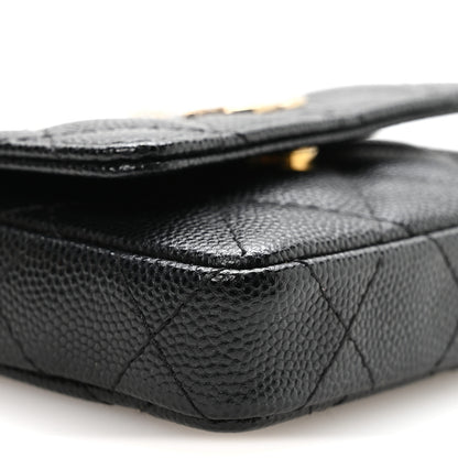 Chanel Caviar Quilted Belt Bag With Charms On Chain Black 10 of 12