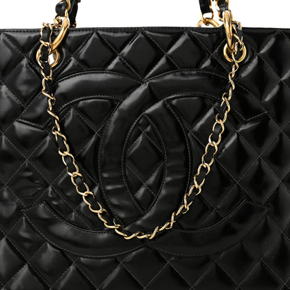 Chanel Patent Quilted Grand Shopping Tote GST Black 9 of 12