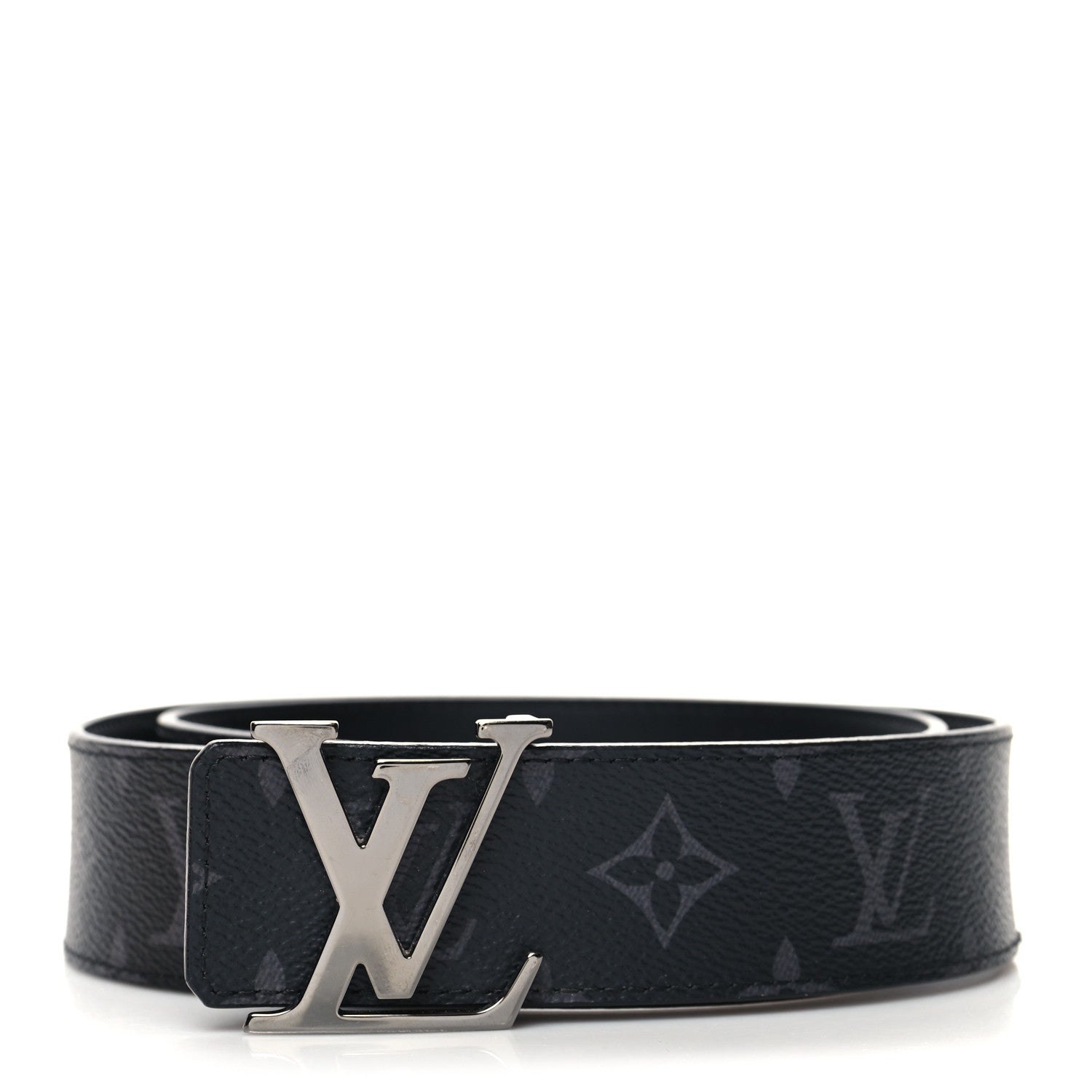 Louis Vuitton Monogram Eclipse Taigarama 40mm LV Initiales Reversible Belt 85 34 Black 1 of 5