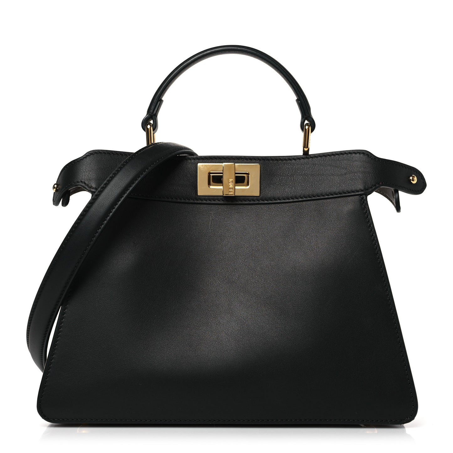 Vitello Seta Nappa Bi-Color Small Peekaboo I SEE U Satchel Black Light Rose Tortora