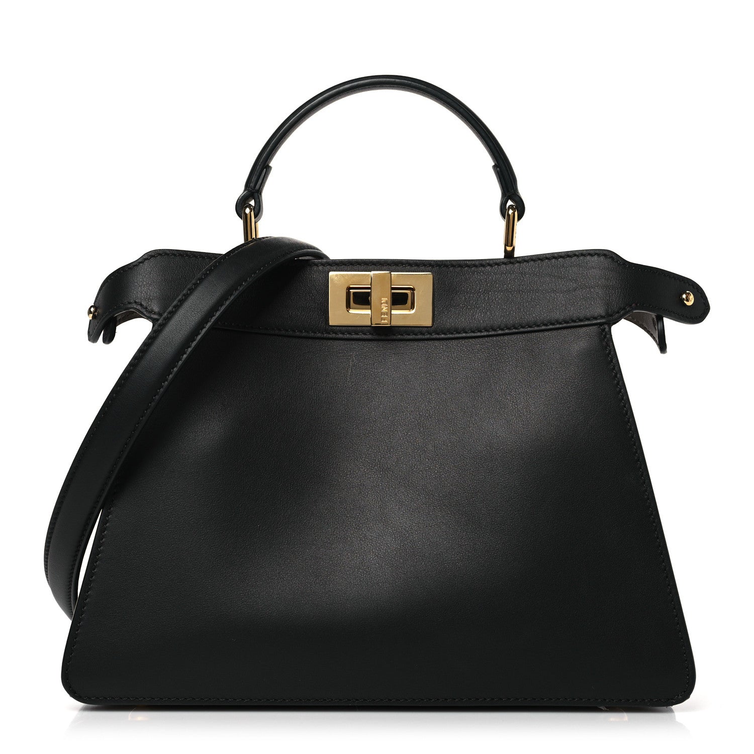 Fendi Vitello Seta Nappa Bi-Color Small Peekaboo I SEE U Satchel Black Light Rose Tortora 1 of 12