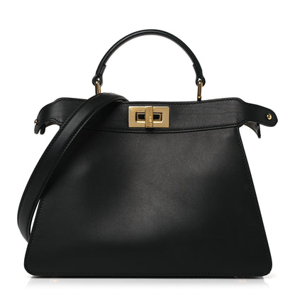Fendi Vitello Seta Nappa Bi-Color Small Peekaboo I SEE U Satchel Black Light Rose Tortora 1 of 12