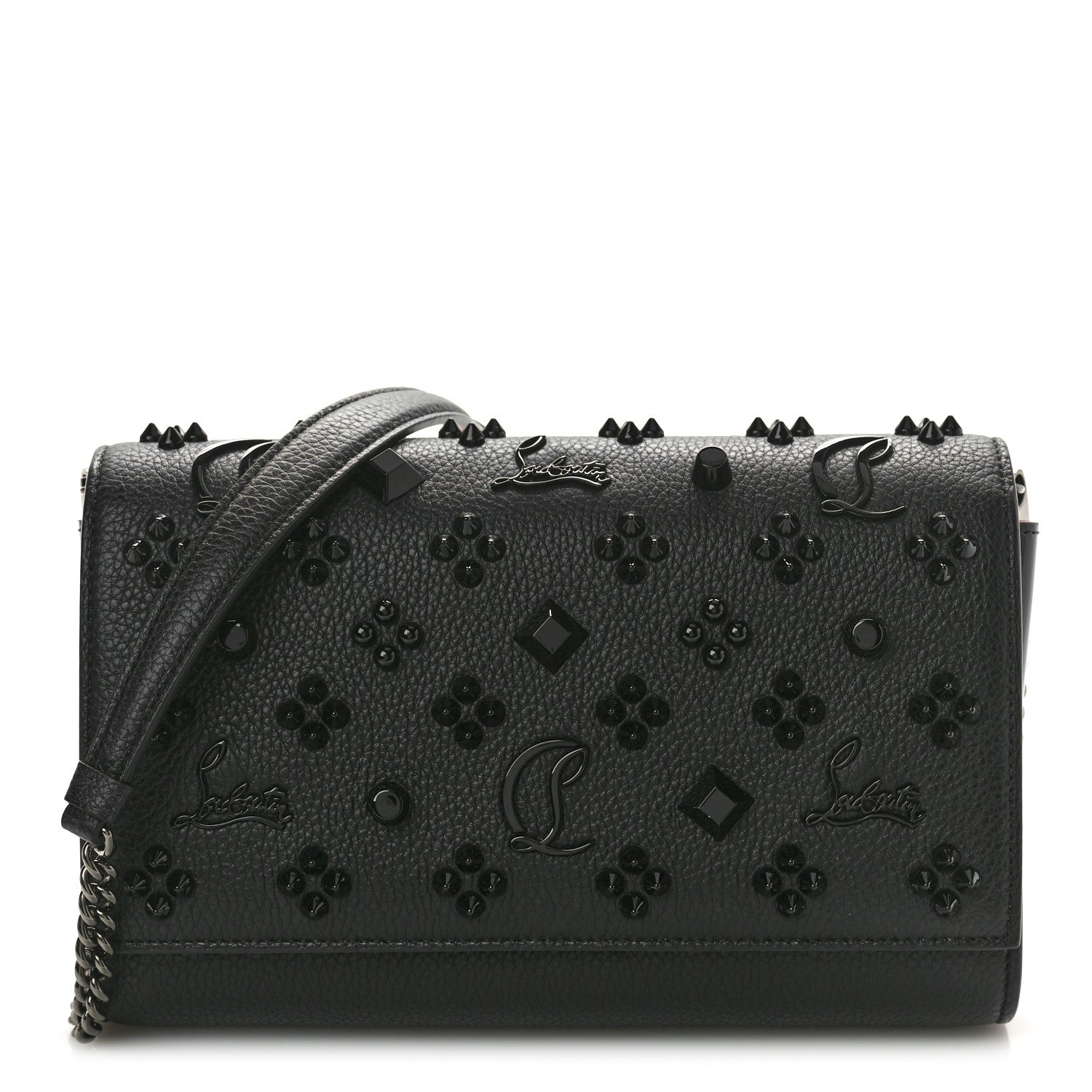 Christian Louboutin Calfskin Spikes Loubinthesky Paloma Clutch Black 1 of 10