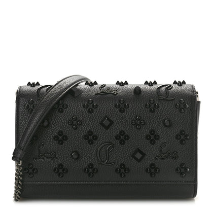 Christian Louboutin Calfskin Spikes Loubinthesky Paloma Clutch Black 1 of 10