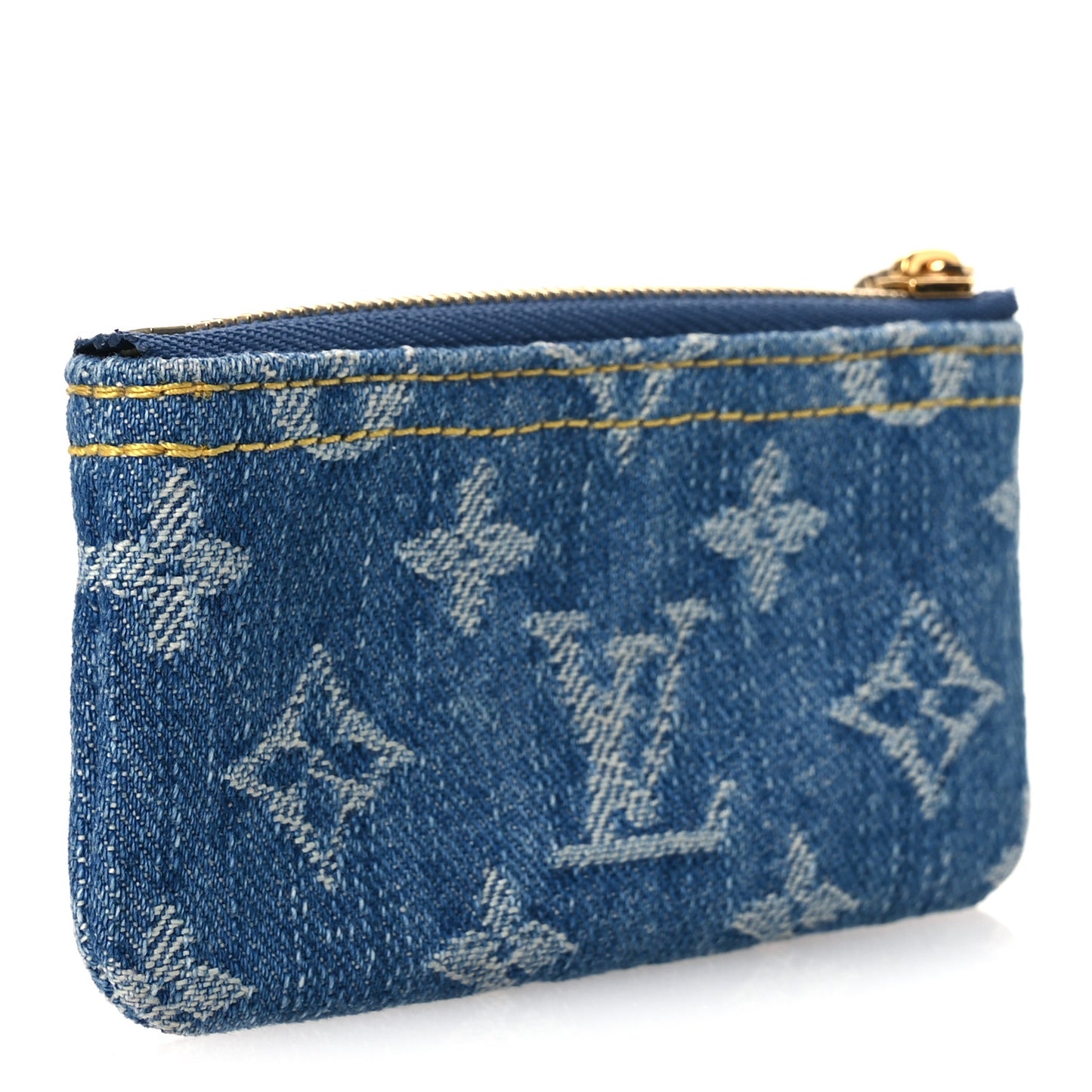 Monogram Denim Key Pouch Denim Blue