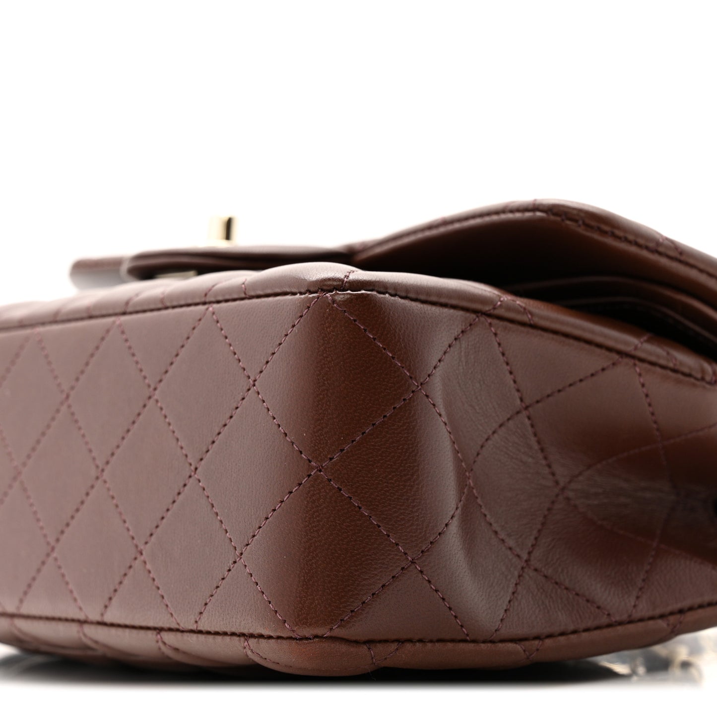 Lambskin Quilted Small Double Flap Dark Brown