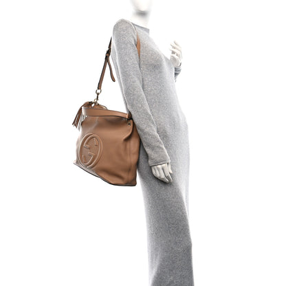 Gucci Pebbled Calfskin Large Soho Hobo Camelia 2 of 11