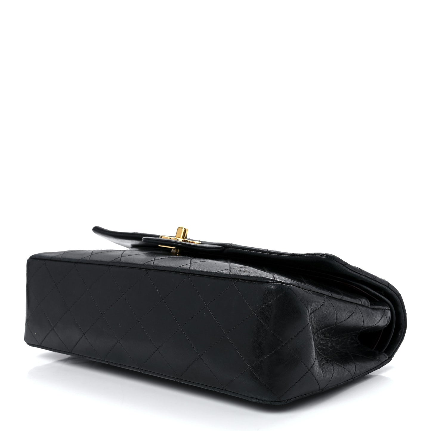 Lambskin Quilted Medium Double Flap Black