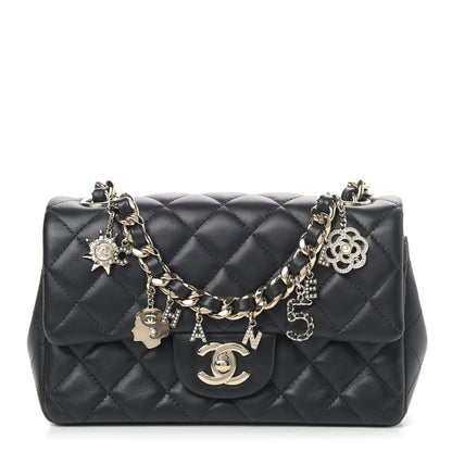 Chanel Lambskin Quilted Mini Coco Charms Rectangular Flap Black 1 of 8