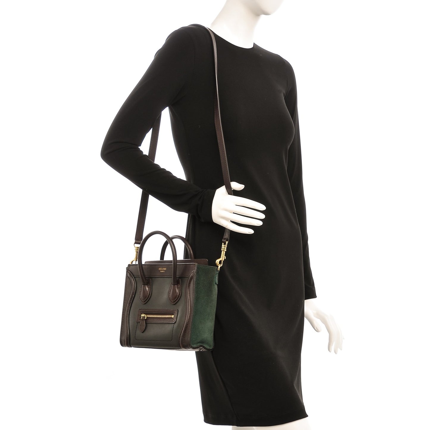 Smooth Calfskin Suede Nano Tri-Color Luggage Burgundy