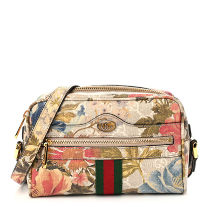 Gucci GG Supreme Monogram Water Flora Web Mini Ophidia Shoulder Bag Beige White Multicolor 1 of 9