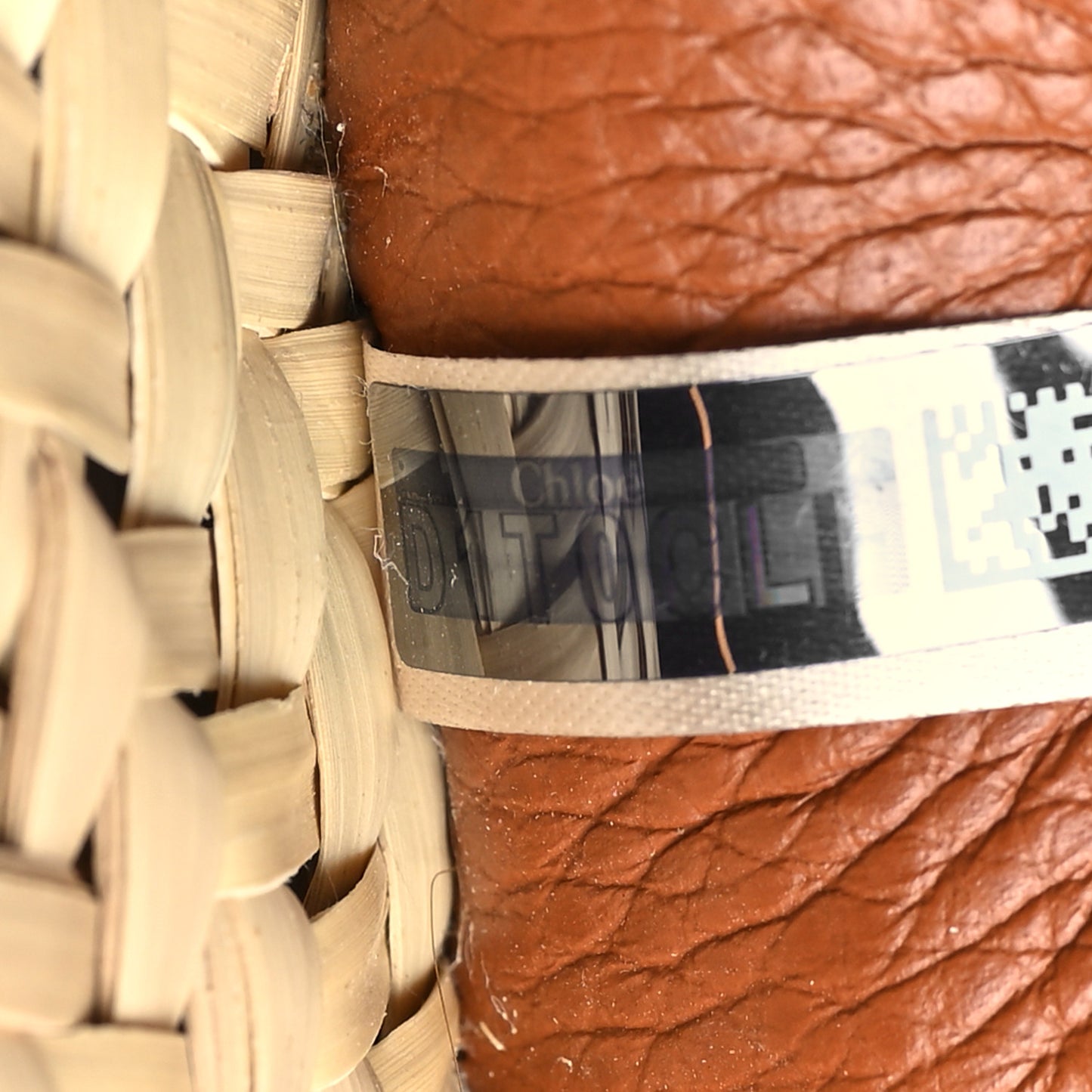 Raffia Small Grain Calfskin Small Marcie Basket Crossbody Tan