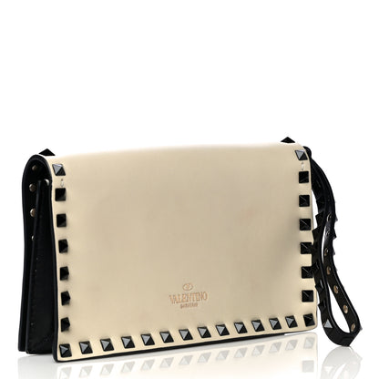Valentino Garavani Nappa Small Rockstud Wristlet Clutch Light Ivory Black 4 of 10