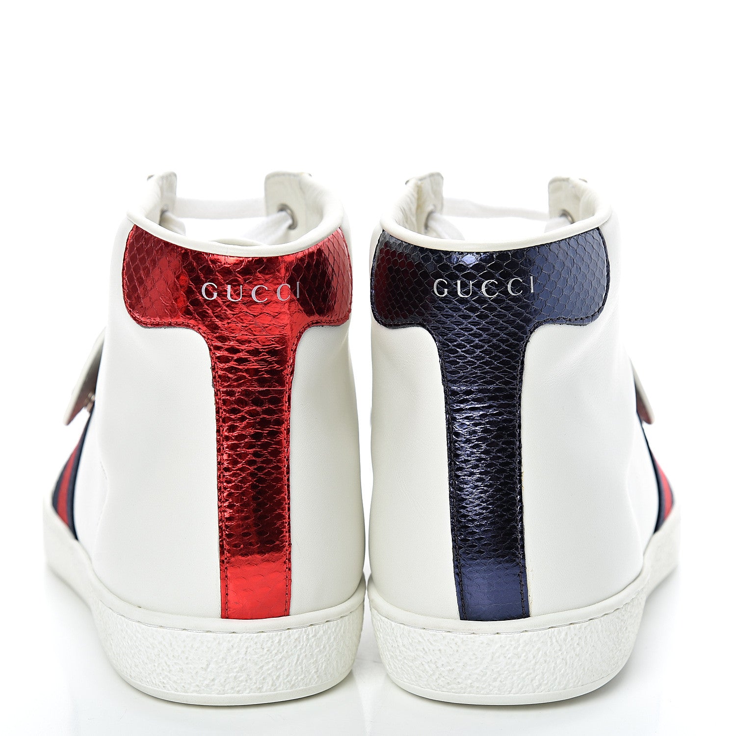Gucci Calfskin Ayers Web Tiger Removable Patches Mens Ace High Top Sneakers 8.5 White 5 of 10