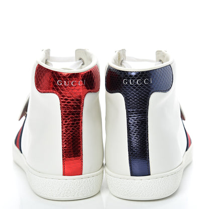Gucci Calfskin Ayers Web Tiger Removable Patches Mens Ace High Top Sneakers 8.5 White 5 of 10