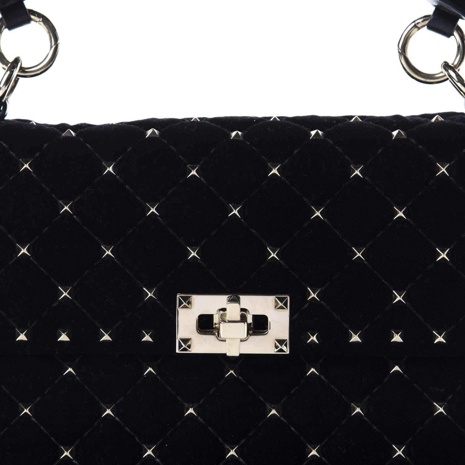 Valentino Garavani Velvet Medium Rockstud Spike Shoulder Bag Black 10 of 10