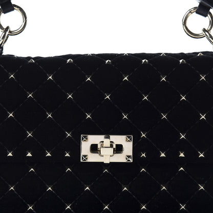 Valentino Garavani Velvet Medium Rockstud Spike Shoulder Bag Black 10 of 10