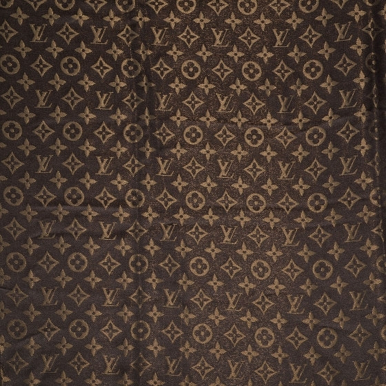 Silk Lurex Wool Monogram Shine Shawl Brown