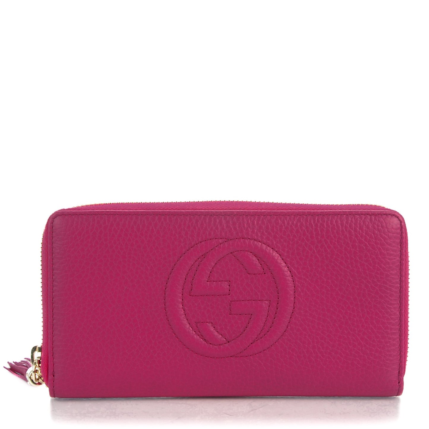 Pebbled Calfskin Soho Zip Around Wallet Bright Bougainvillea