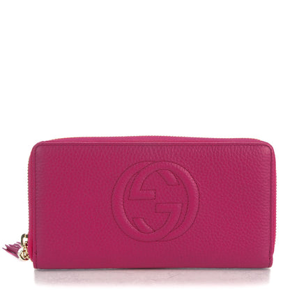 Gucci Pebbled Calfskin Soho Zip Around Wallet Bright Bougainvillea 1 of 7