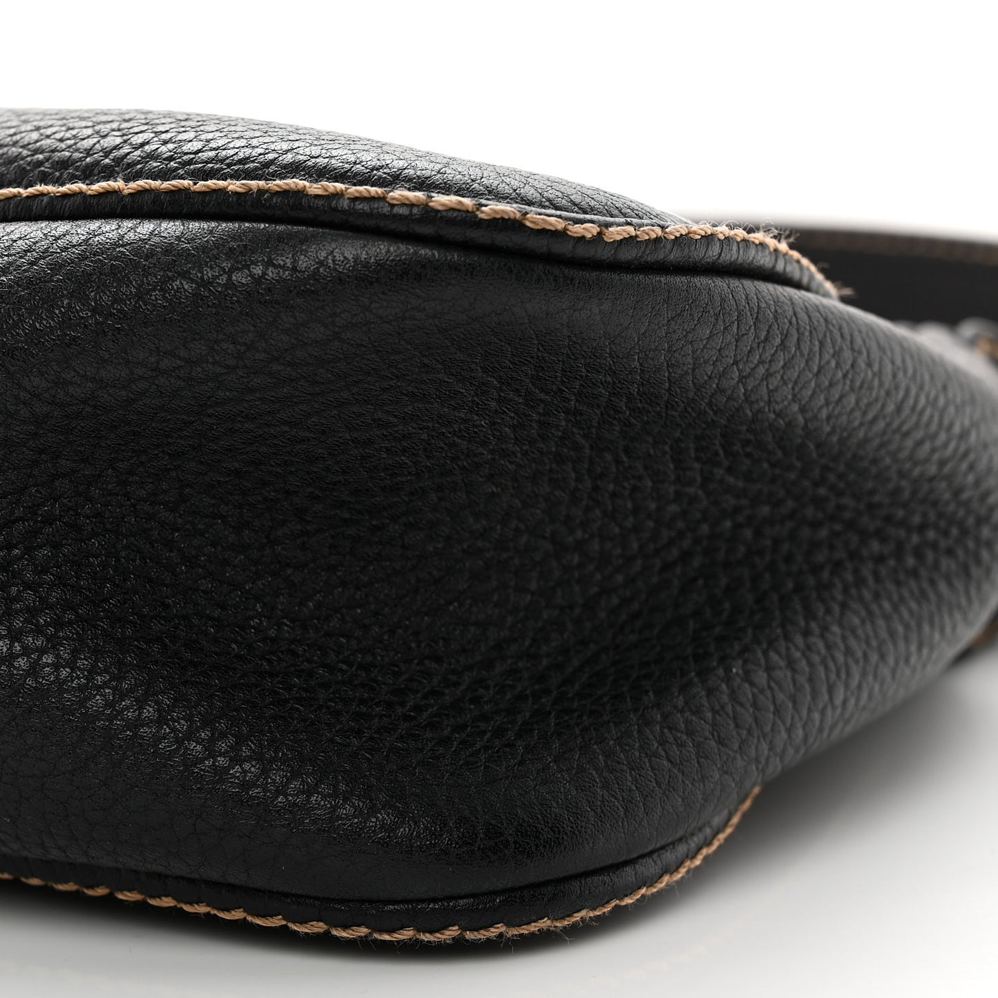 Grained Calfskin Tassel Shoulder Bag Black