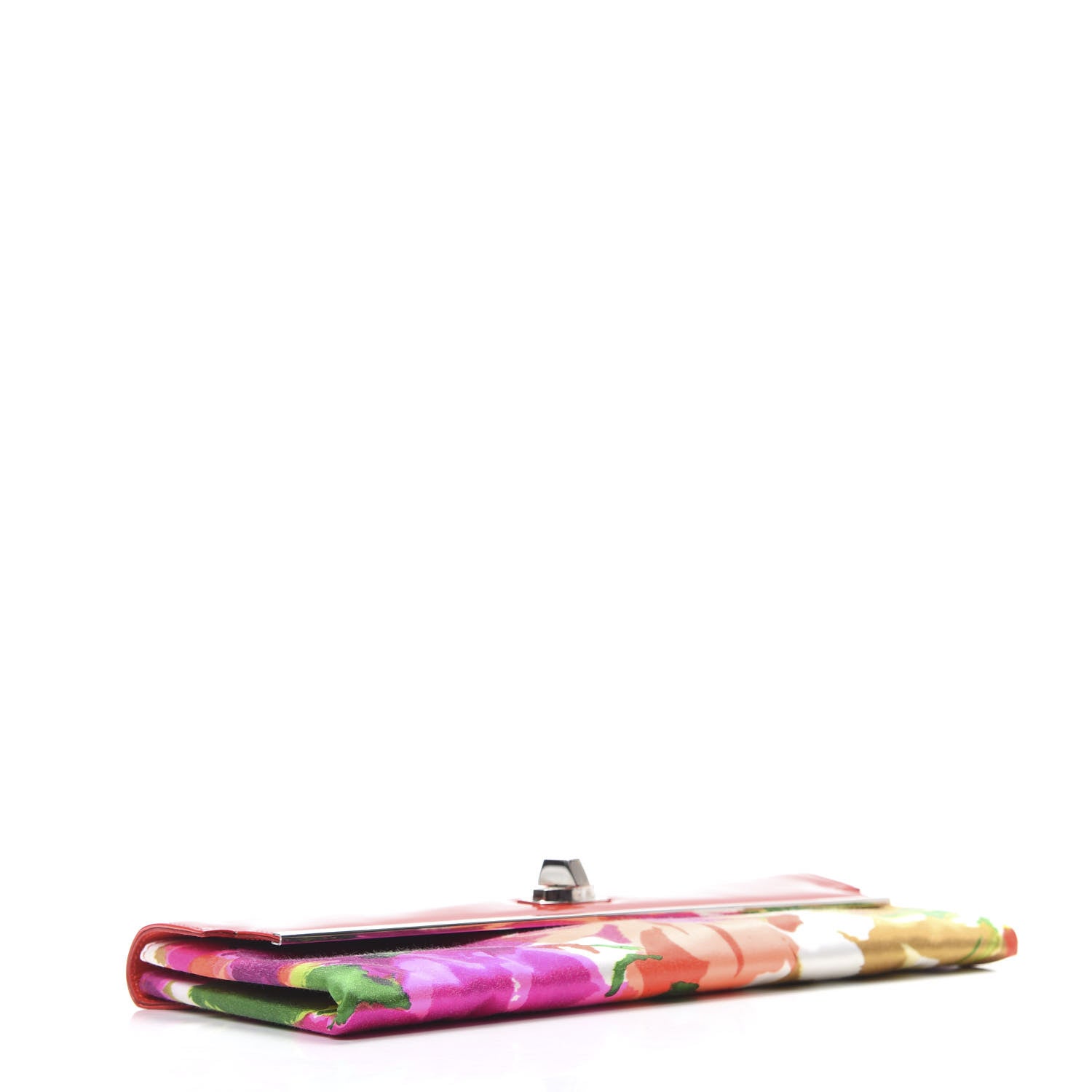 Balenciaga Patent Satin Floral Clutch Red 4 of 6