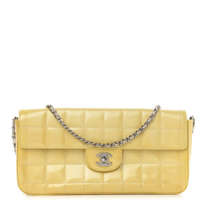 Chanel Patent Quilted East West Chocolate Bar Flap Yellow 1 of 9