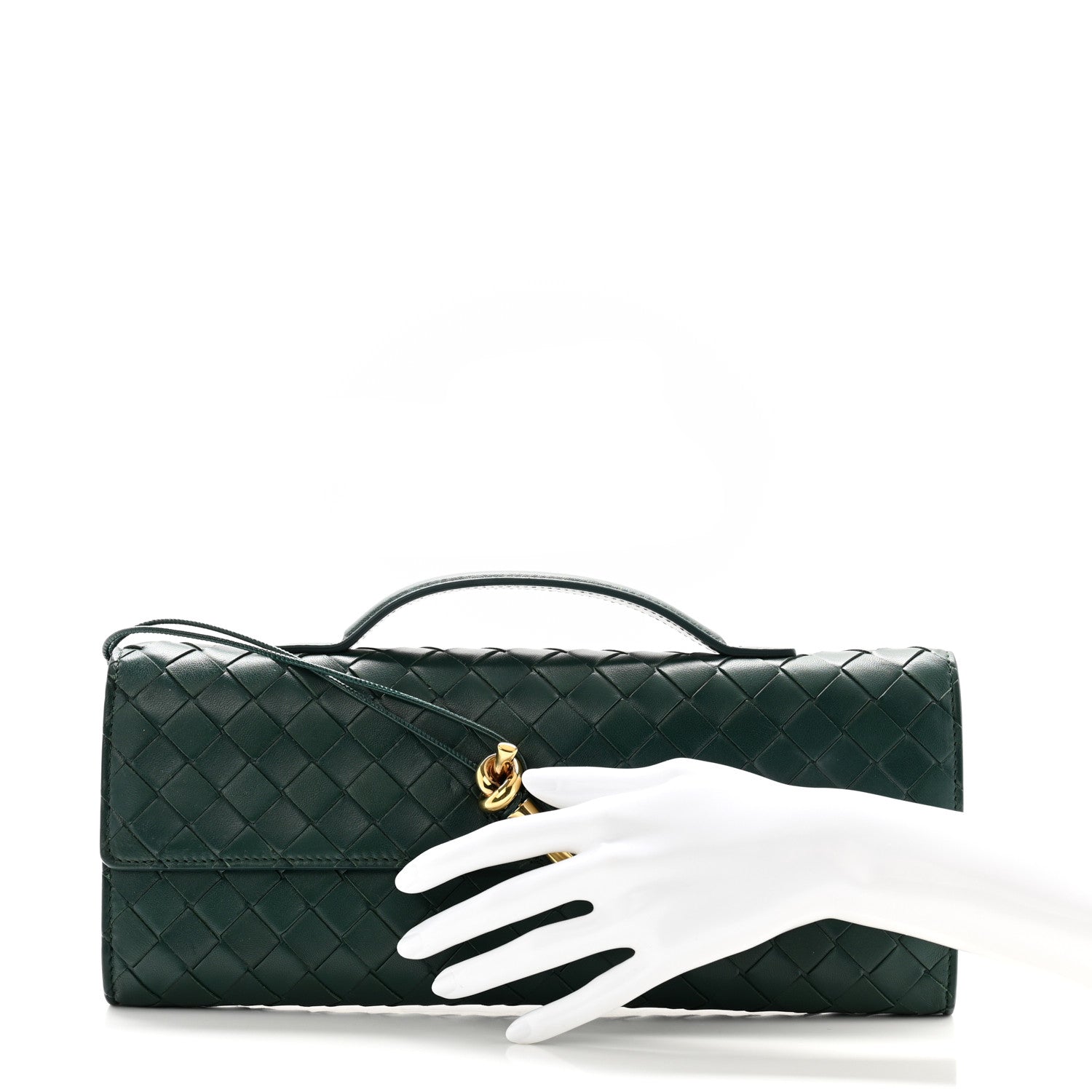 Bottega Veneta Nappa Intrecciato Long Andiamo Top Handle Clutch Emerald Green 2 of 7