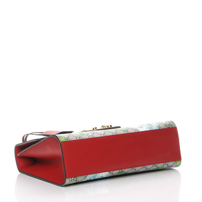 Gucci GG Supreme Monogram Blooms Medium Padlock Shoulder Bag Beige Blue Navy Hibiscus Red 5 of 8