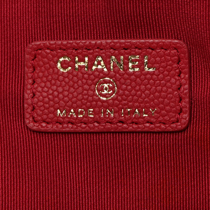 Chanel Caviar Chevron Quilted Large Cosmetic Case Red 6 of 8