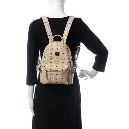MCM Visetos Side Stud Mini Stark Backpack Beige 2 of 8