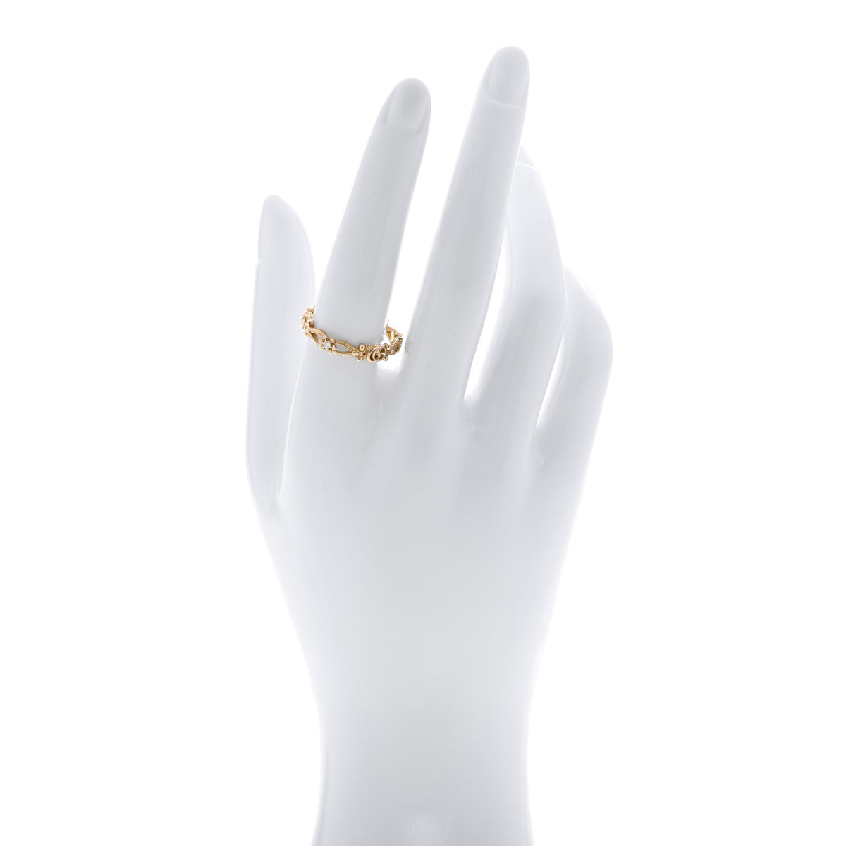 18K Yellow Gold Diamond Flora Band Ring 58 8.25