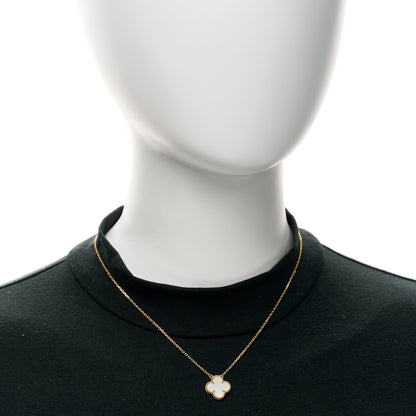 Van Cleef & Arpels 18K Yellow Gold Mother of Pearl Vintage Alhambra Pendant Necklace 2 of 4