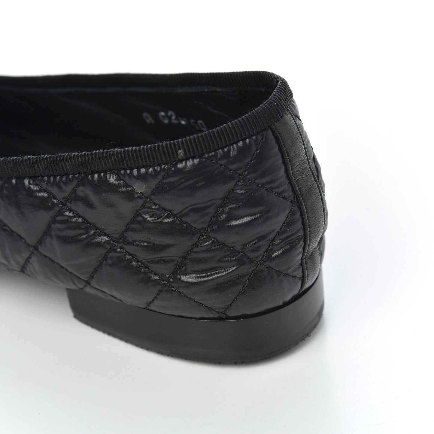Nylon Quilted Cap Toe Ballerina Flats 41 Black