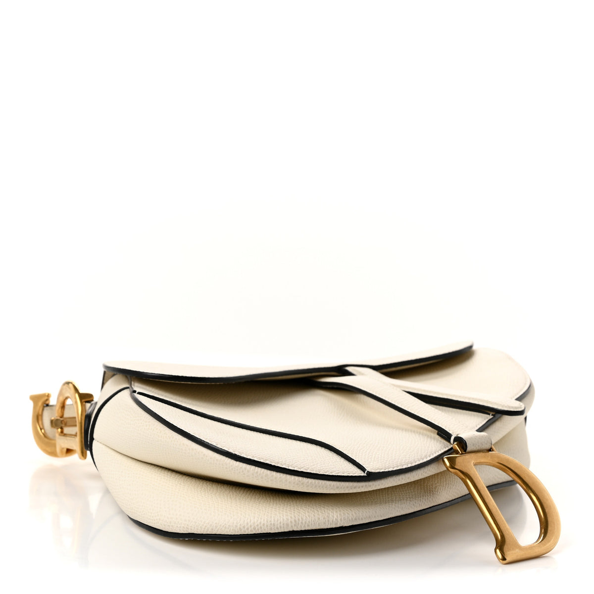 Grained Calfskin Saddle Bag White