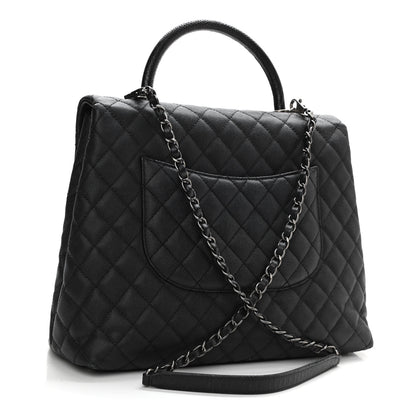Chanel Caviar Liazard Quilted Large Coco Handle Flap Black 3 of 10