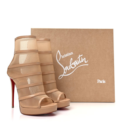 Christian Louboutin Mesh Doux Voile 120 Peep Toe Platform Booties 36 Nude 8 of 8