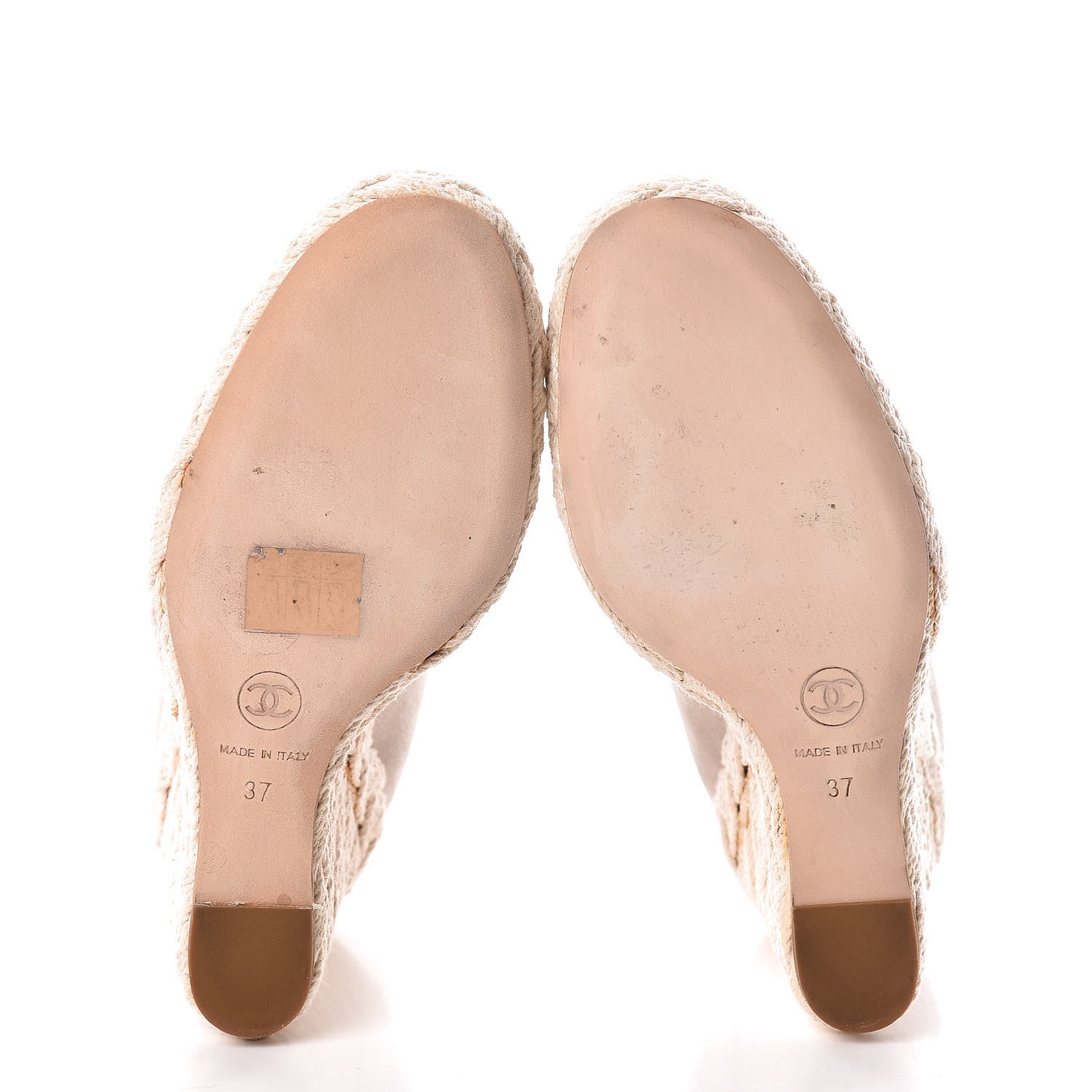 Chanel Suede Cap Toe CC Wedge Espadrilles 37 Grey Black 7 of 21