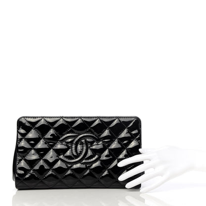 Chanel Patent CC Quilted Timeless Clutch Black 2 of 9