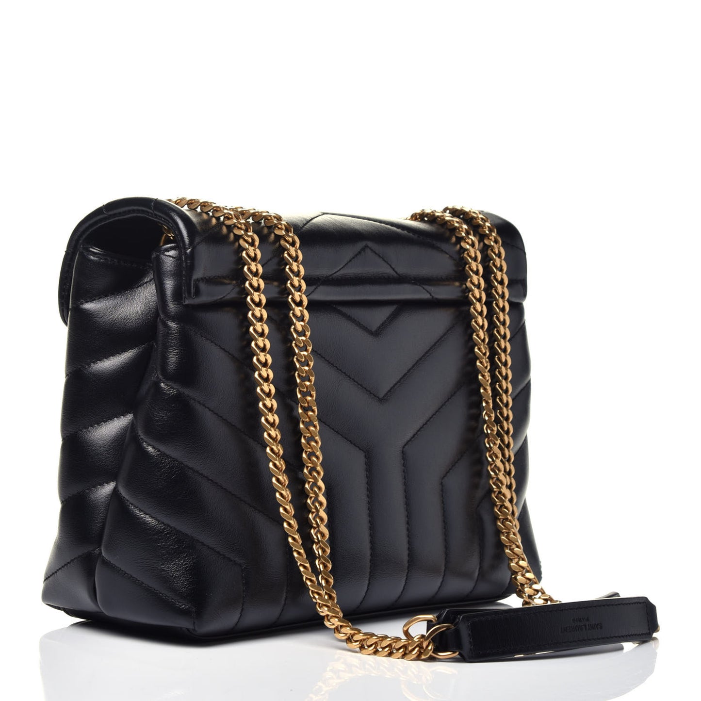 Calfskin Y Quilted Monogram Small Loulou Chain Satchel Black
