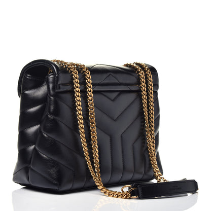 Saint Laurent Calfskin Y Quilted Monogram Small Loulou Chain Satchel Black 3 of 8