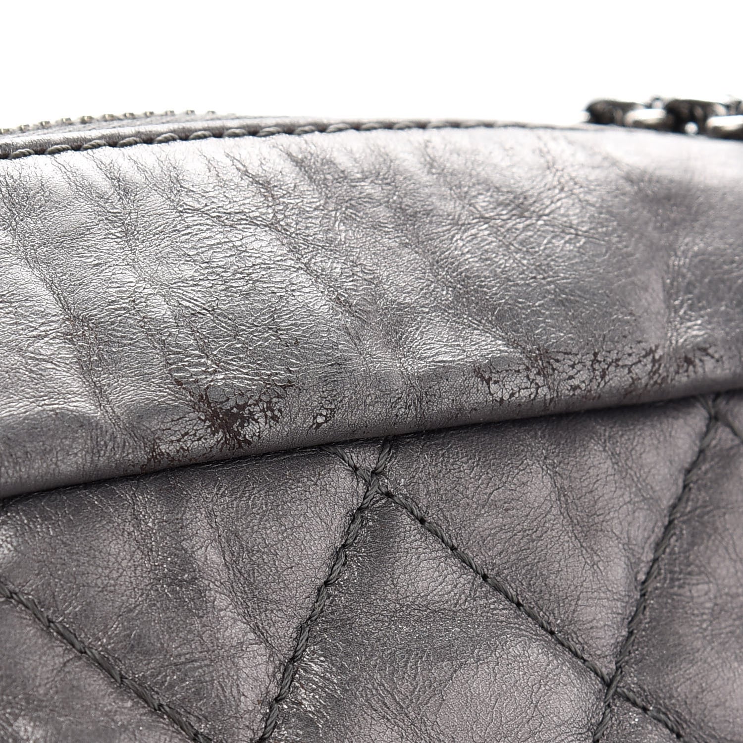 Chanel Metallic Aged Calfskin Quilted Large Reissue Camera Case Silver 11 of 11