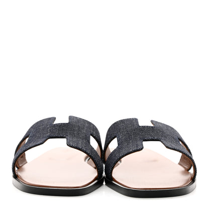 Hermes Denim Canvas Oran Sandals 38 Bleu Brut 2 of 9