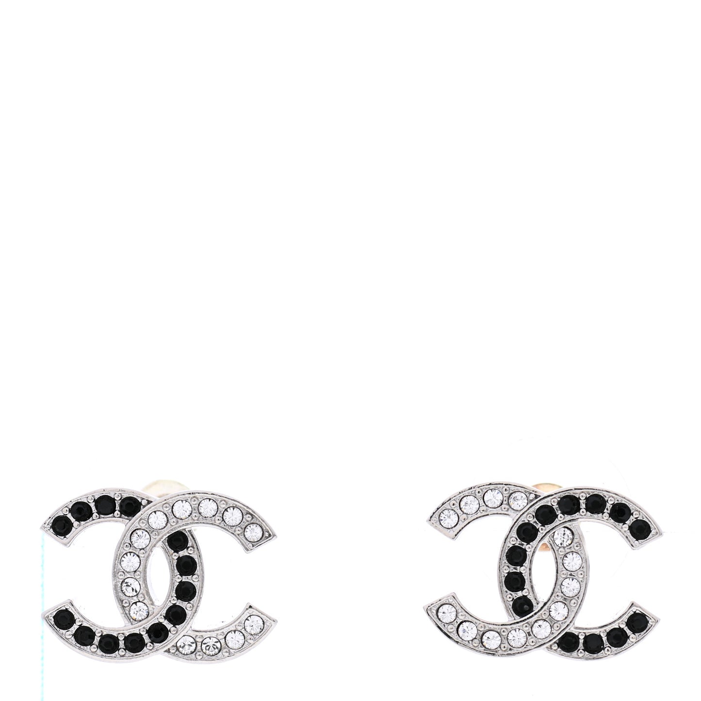 Crystal CC Earrings Silver Black
