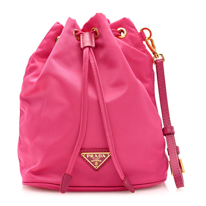 Prada Saffiano Tessuto Nylon Vela Bucket Wristlet Ibisco 1 of 6