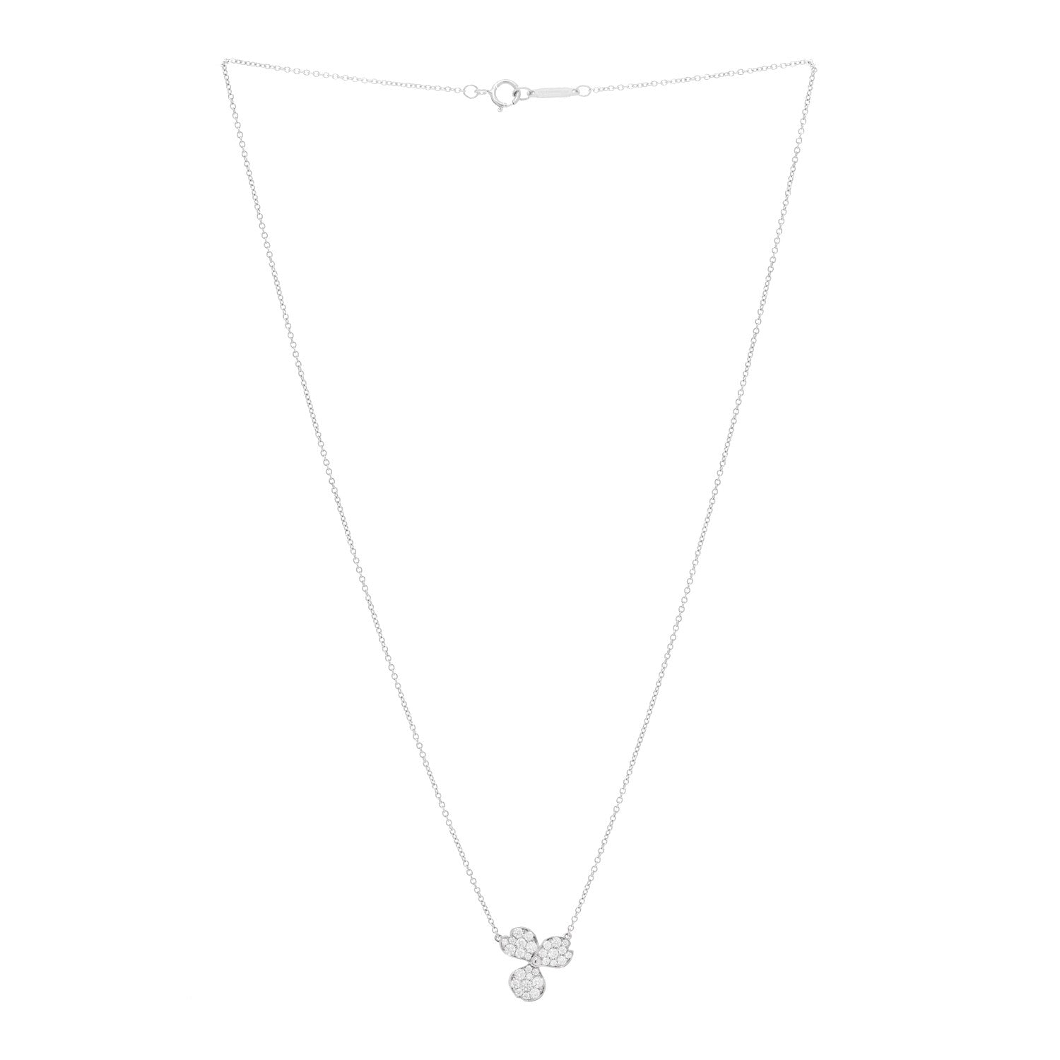 Tiffany Platinum Diamond Paper Flowers Pave Pendant Necklace 3 of 6