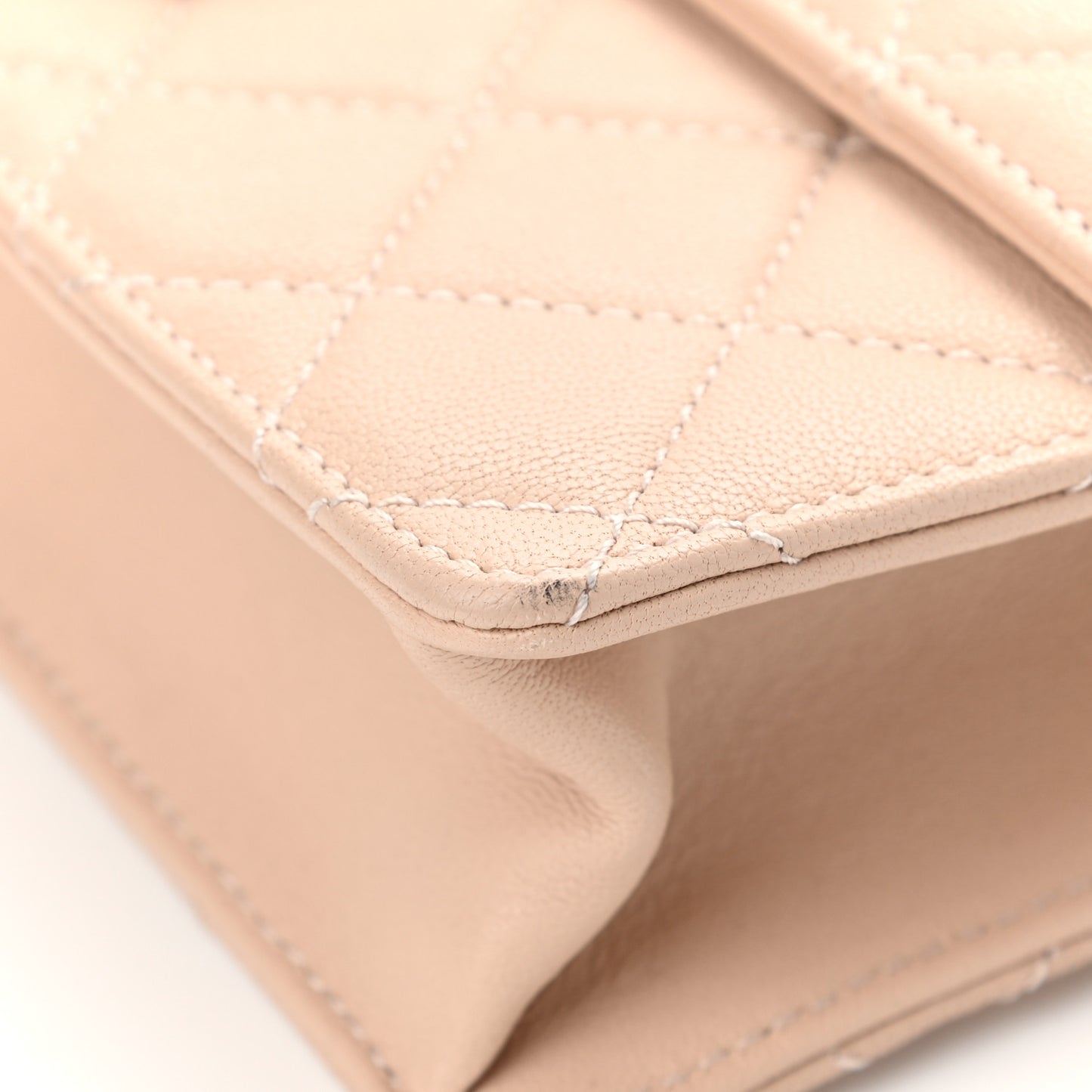 Lambskin Quilted Small Chic Pearls Flap Beige