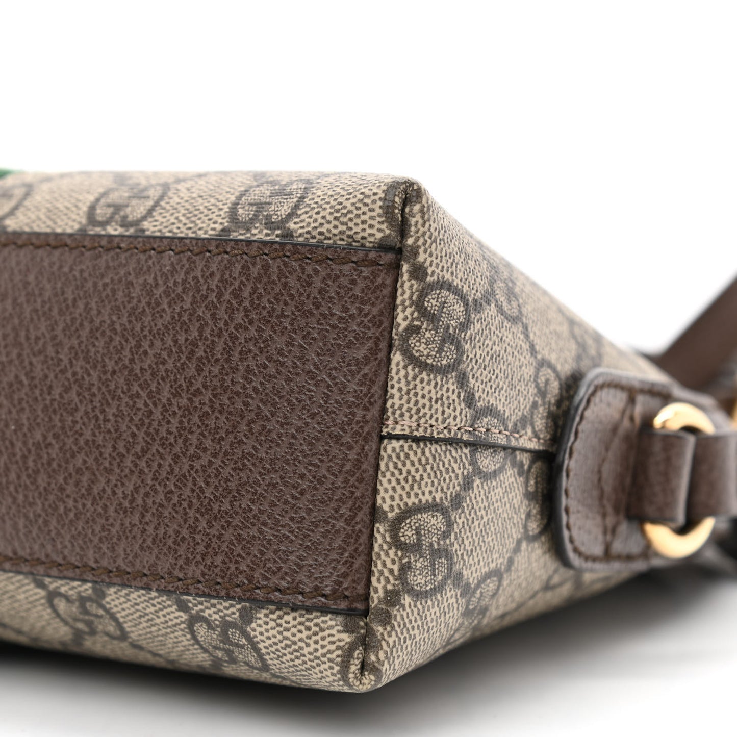 GG Supreme Monogram Textured Dollar Calfskin Web Small Ophidia Dome Shoulder Bag Beige Ebony New Acero
